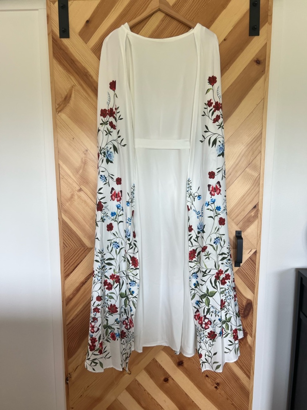 White and Floral Caped Maxi Dress
